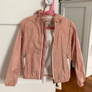 Girl pink flowers raincoat. Aigle. 8yo